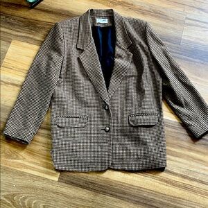 Alfred Dunner Vintage 80s / 90s Houndstooth Wool Blend Blazer size 12